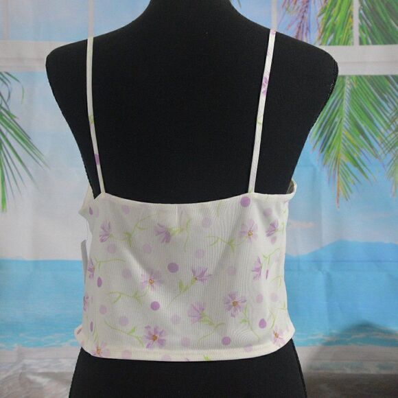 2/$10 Nordstrom V-Neck Ruched Cropped Tank Top Size Large New with Tags - Picture 2 of 6